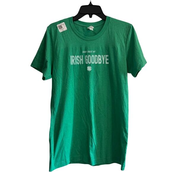 CANVAS New Kelly Green "Sorry About My Irish Goodbye" Graphic Tee Size S - Picture 1 of 5